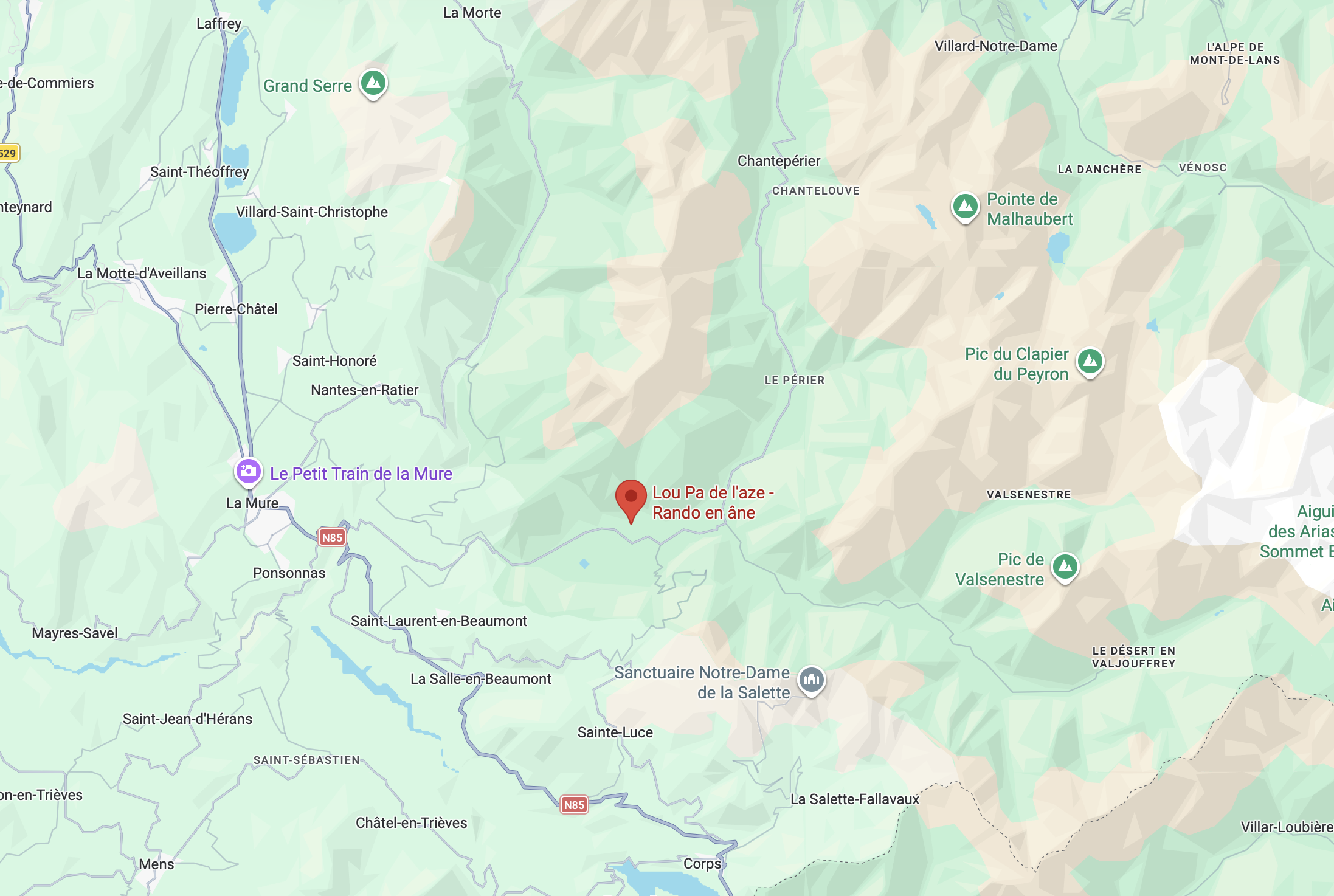 Carte de localisation de Lou Pa de l'Aze à Péchal, Valbonnais
